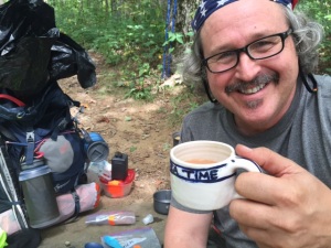 A Fatboy in the woods enjoying tea